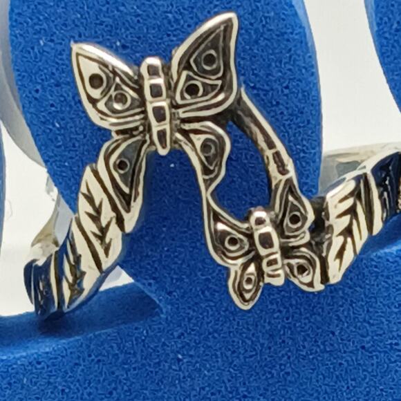 Vintage Sterling Silver Butterfly Floral Toe Ring Handcrafted Unique Boho Style - Picture 1 of 10